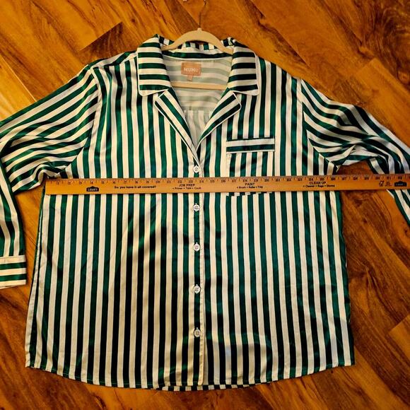 Show Me Your Mumu XXL Green White Satin Feel jammies. Soft. Sexy. Stylish. NY. - Picture 5 of 16